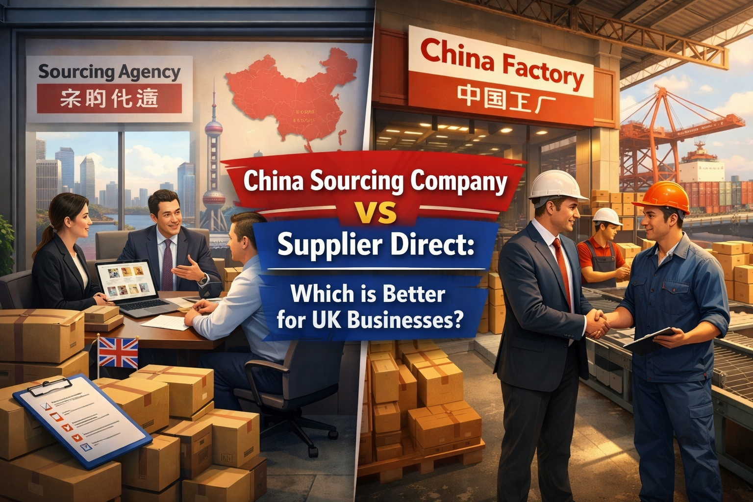 China sourcing agent managing supplier verification, quality control, and shipping to the UK