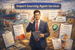 Import sourcing agent managing products from China factory to UK warehouse