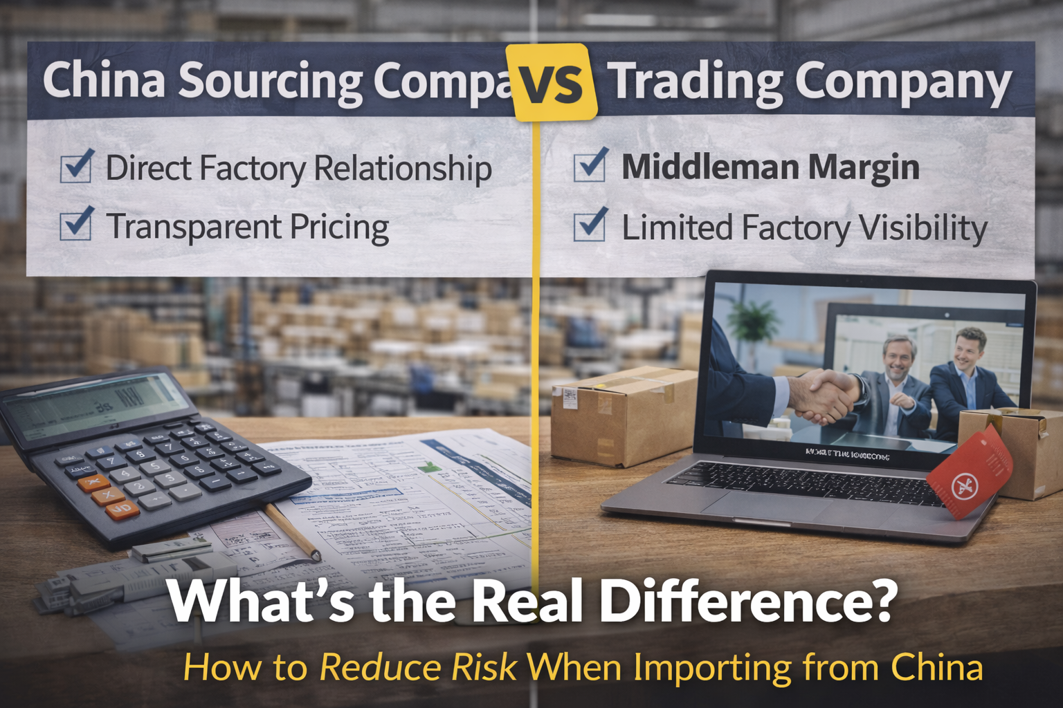 Comparison chart showing sourcing company vs trading company for UK importers