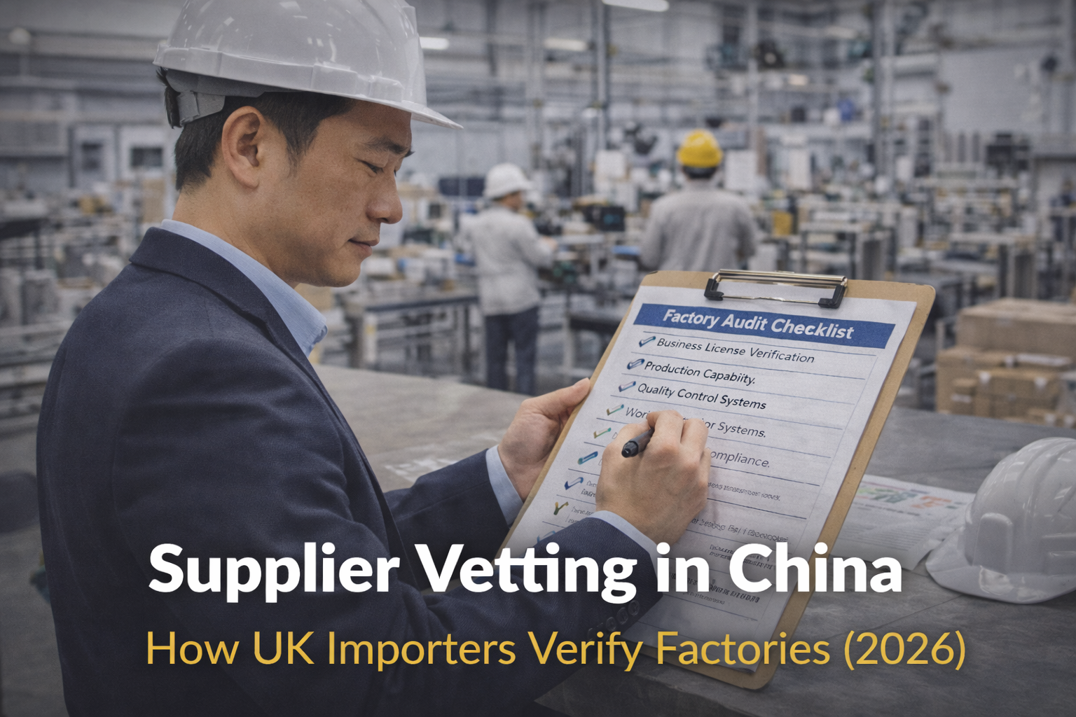 Factory audit checklist being reviewed during supplier vetting in China for a UK importer