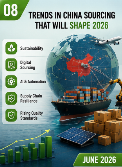 Global sourcing trends including sustainability, AI automation, digital sourcing platforms, and supply chain resilience in 2026.